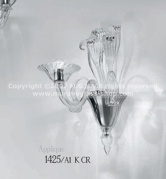 Applique 1425, Candelabro de cristal con dos luces de