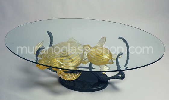 Esculturas de la mesa, Mesa de café con la tortuga de oro